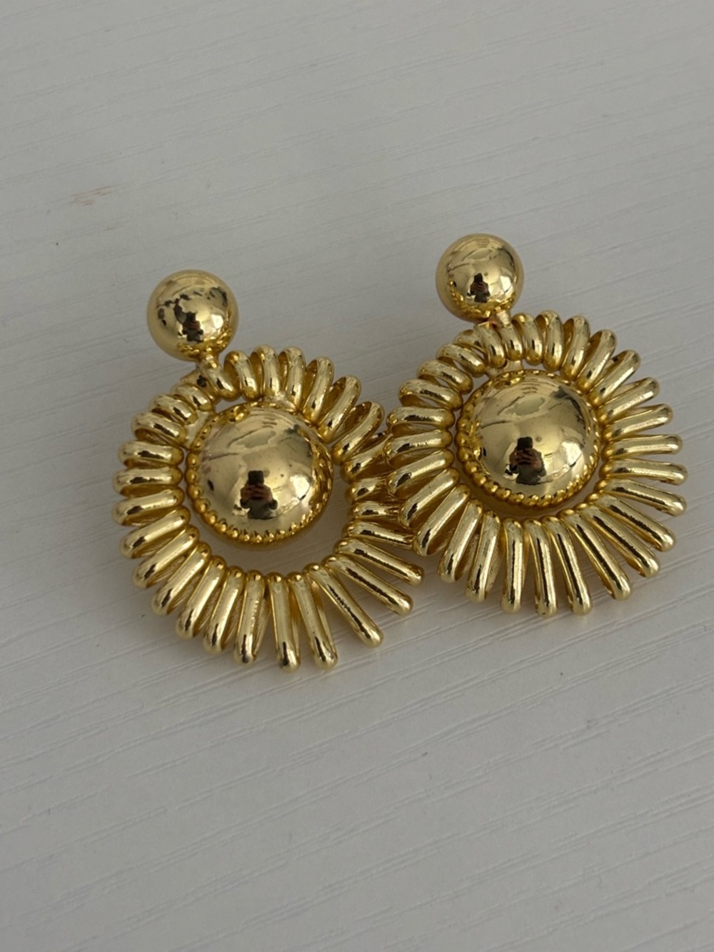 Gold Sunburst Statement Earrings - Women Jewelry - Picture 2 of 2